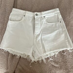 Zara white cut off high waisted denim shorts 6
